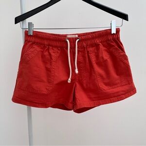 Pact woven twill drawstring short S dark orange rust organic cotton India